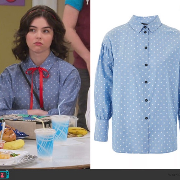 TOPSHOP  Chambray Star print Blouse.. SZ 6 - Picture 5 of 6